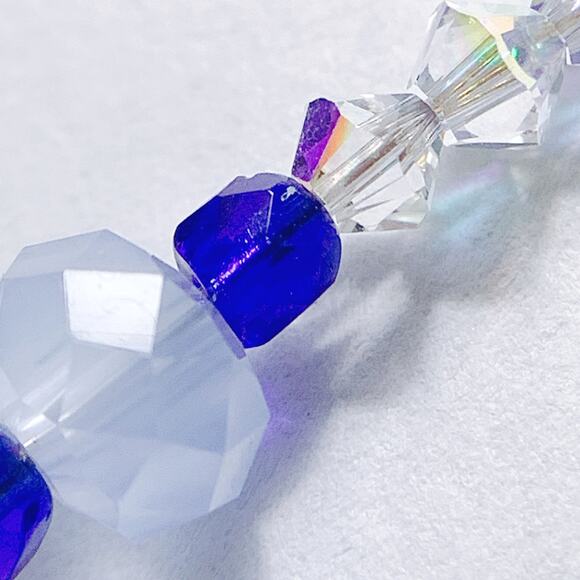 Vintage Artisan Sterling Silver Swarovski Blue Crystal Dangle Earrings Handmade - Picture 4 of 10